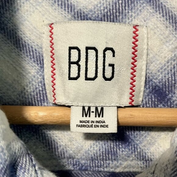BDG Urban Outfitters Blue & White Plaid Flannel Button-Up Shirt - Medium - Picture 11 of 14
